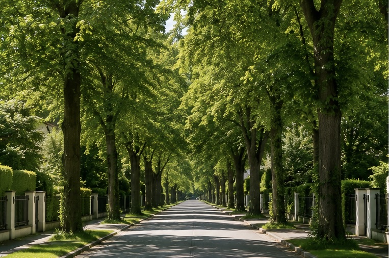 Bild einer Allee vor einer Immobilie vom Immobilienmakler Planegg
